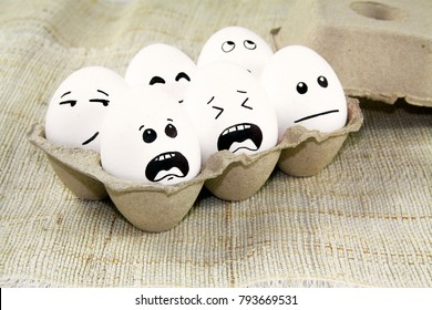 Funny White Scared Easter Eggs Expressive Stock Photo 793669531 ...