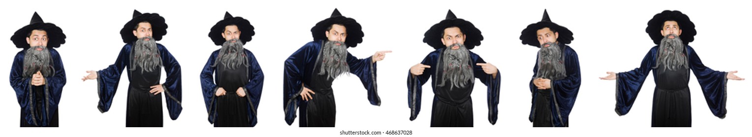 Funny Wise Wizard Isolated On The White