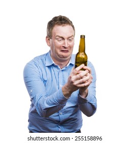 Funny Young Drunk Man Holding Beer Stock Photo (Edit Now) 255158923