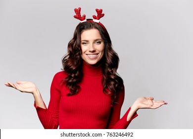 Funny Young Woman In Christmas Headband