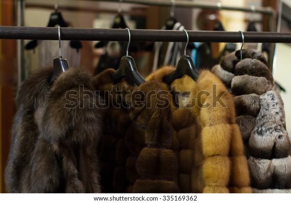 Fur Coats Hanging On Hangers Boutique Stock Photo 335169362 | Shutterstock