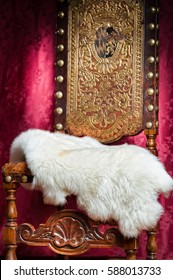 Fur Wool Carpet On The Background Of The Interior