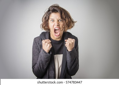 Furious Angry Woman Screaming With Rage And Frustration