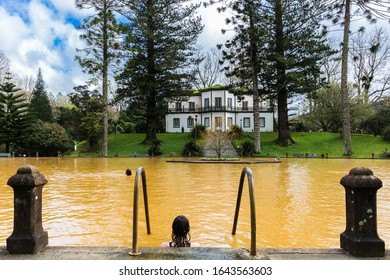 Furnas, Azores - February 2020: Natural Hot Spring At 