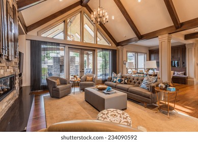 Furnished Living Room In Luxury Home