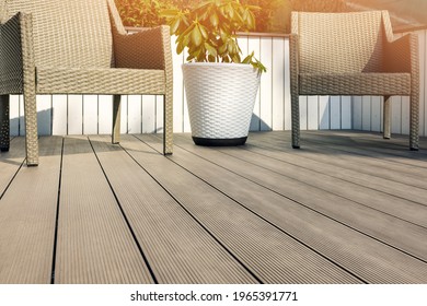 Furnished Outdoor Terrace With Wpc Wood Plastic Composite Decking Boards