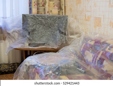 Furniture, Covered With Plastic Film On The Repair Time