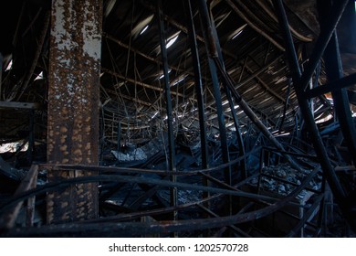 Furniture Of A Factory Damaged By Fire / Damage Caused By Fire - Burnt Interior