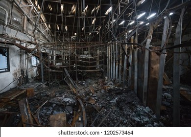 Furniture Of A Factory Damaged By Fire / Damage Caused By Fire - Burnt Interior