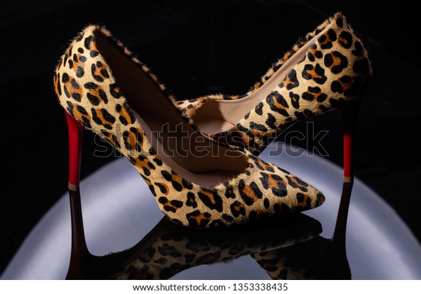 Furry Animal Print Womens Shoes Red 