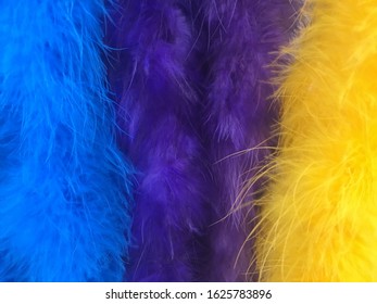 Furry Boa Texture In Purple Blue And Yellow