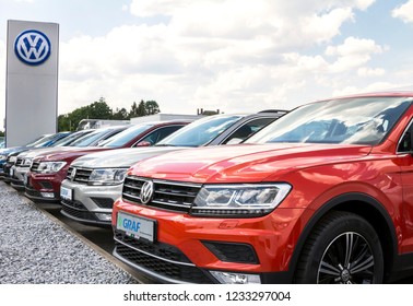 Furth, Germany MAY 21, 2018: Volkswagen group dealership and service, Skoda, Seat and Volkswagen. The Volkswagen Group is the second-largest automaker in the world.