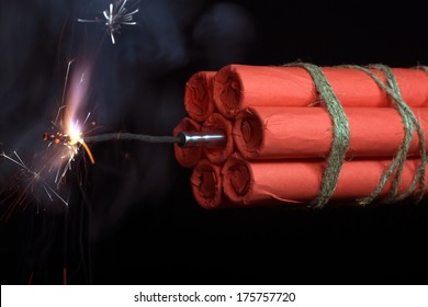 Fuse burning. Dynamite. 