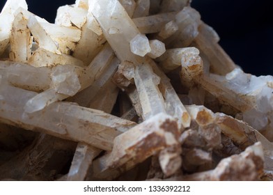 Fused Quartz Crystals On A Black Background