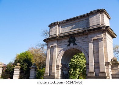 Fusiliers' Arch, a monument which forms part of the Grafton Street entrance to St Stephen's Green park, in Dublin, Ireland
