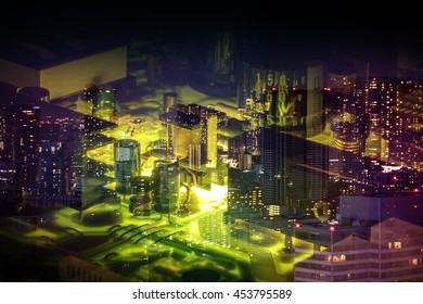Fusion Of Modern Cityscape And Electric Circuit Board, Smart City, Smart Grid, Technological Abstract Image Visual
