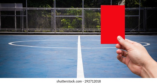 Futbal Field With Red Card