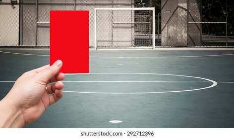 Futbal Field With Red Card