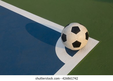 Futsal Ball At The Corner Of Field