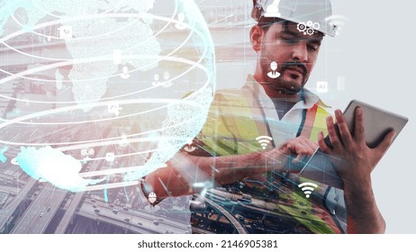 Future building construction and inventive engineering project concept with HUD hologram graphic design. Building engineer, architect people or construction worker works with modern civil technology. - Powered by Shutterstock - Get 15% off with code: PIKWIZARD15