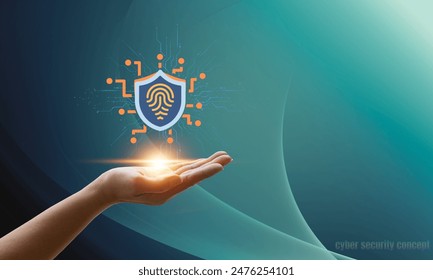 The Future of Cybersecurity: Implementing Advanced Firewalls, Secure Logins, and Digital Protections to Safeguard Confidential Information. Green background,  with copy space