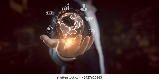 future network concept Hand touching the Metaverse Universe, A Conceptual Shift in Digital Transformation for Next-Generation Technology.