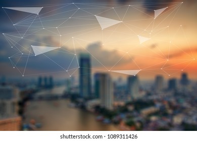 Future technology, artificial intelligence, big data communication and integration. 
