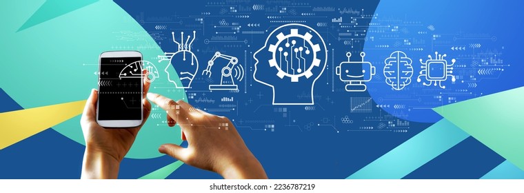 Future technology concept with person using a smartphone