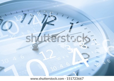 future technology and time management concept - clock and virtual screen