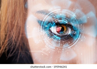 Future Woman Cyber Technology Eye Panel Stock Photo 195946241 ...