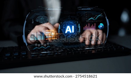 Futuristic AI analytics display realtime dashboards, forecasting and cloud monitoring, helping enterprises optimize performance, security risk and operational decisions with data insights. Corpus