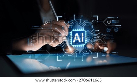 A futuristic AI core processor and system analytics dashboard. This concept highlights the raw processing power of AI for deep data analysis, system diagnostics, and global network monitoring. Parse