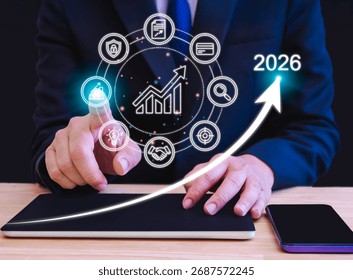 Futuristic AI Interaction: A Man Using Artificial Intelligence Technology to Communicate with a Smart Robot Through a Glowing Command Interface, Symbolizing the Next Era of Digital Transformation.