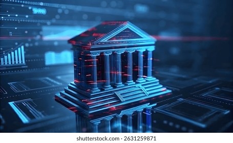 Futuristic AI Powered Bank Managing Autonomous Loan Approvals with Real Time Financial Data.stock market.