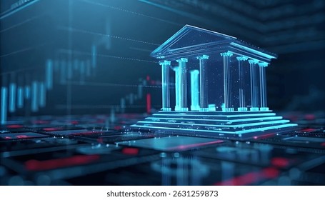 Futuristic AI Powered Bank Managing Autonomous Loan Approvals with Real Time Financial Data.stock market.