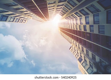 Futuristic architecture cityscape view with modern building skyscrapers - Shutterstock ID 540240925