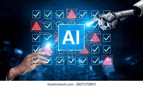 Futuristic artificial intelligence concept depicting AI hallucination, processing errors, and generating misinformation. Represents the risks of unreliable algorithms and model collapse. Corpus