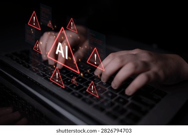 Futuristic artificial intelligence concept depicting AI hallucination, processing errors, and generating misinformation. Represents the risks of unreliable algorithms and model collapse. Corpus