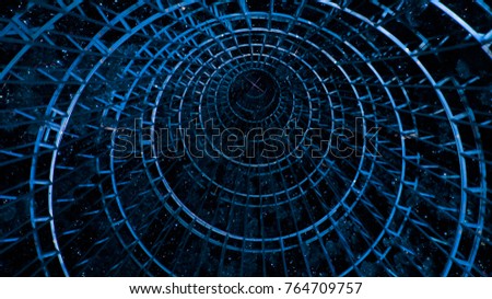 Futuristic blue tunnel or hallway