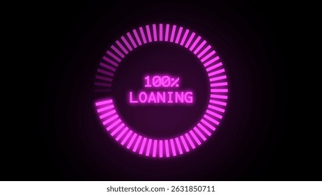 Futuristic Circular Progress Bar with  Black Background.	