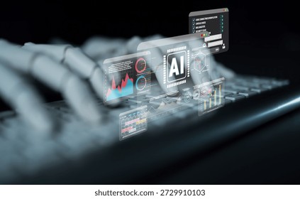 Futuristic Concept of Artificial Intelligence and Data Analysis with Computer Graphics and Data Visualizations in a Digital Environment Quark.