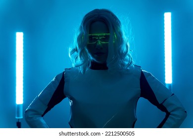 Futuristic Concept Silhouette Young Woman Glasses Stock Photo ...