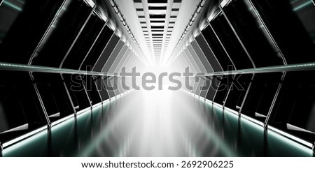 Futuristic corridor with bright light
