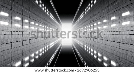 Futuristic corridor with bright lights