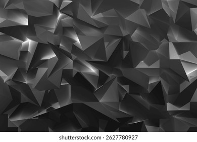 Futuristic dark gray polygonal texture, pattern, perfect for use in tech interfaces, abstract wallpapers, cutting-edge graphic design projects. 3D rendering abstract background in contemporary style.