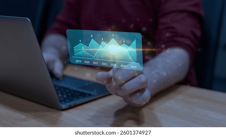 Futuristic Data Analysis and Business Growth Forecasting with Digital Holographic Interface