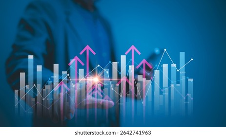 Futuristic Data Driven Success Visualizing Upward Trends In Finance With Modern Technology Stunning Bar Graph Illustration For Business And Data Analysis