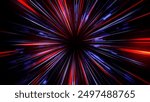 Futuristic data flow. Explosion effect. Sci-fi Motion wallpaper. Neon Glowing Rays in Motion. Hyper Speed Space Travel Concept.