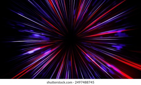 Futuristic data flow. Explosion effect. Sci-fi Motion wallpaper. Neon Glowing Rays in Motion. Hyper Speed Space Travel Concept. - Powered by Shutterstock