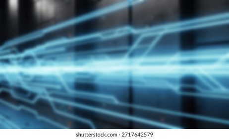Futuristic Data Stream Abstract Tech Flow in Neon Blue.